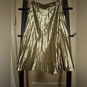 Jcrew gold metallic pleated skirt. Size 0
